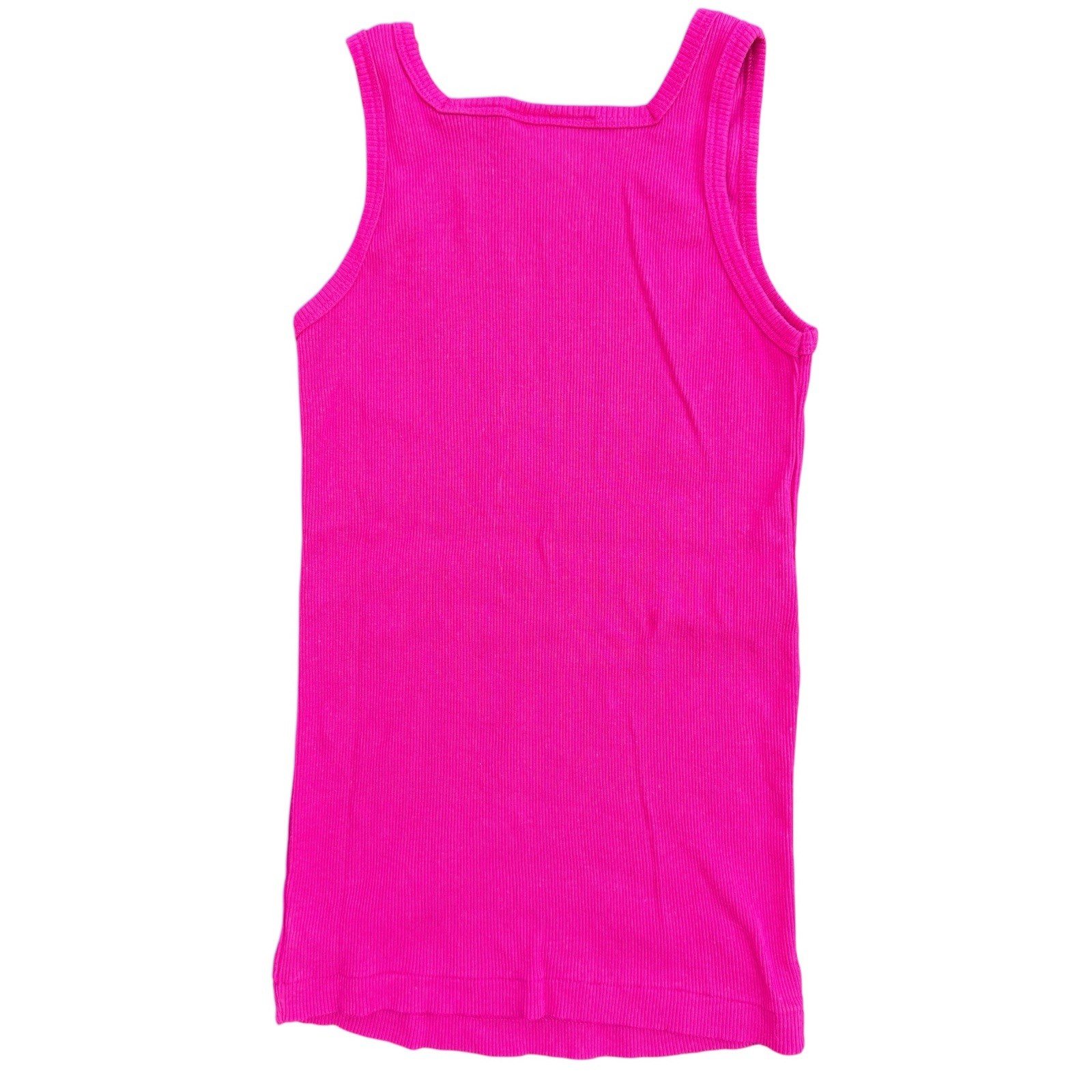 Sz L – Y2K Vintage Hot Pink w/ Bows Ribbed Tank Top Denim Republic 100% Cotton