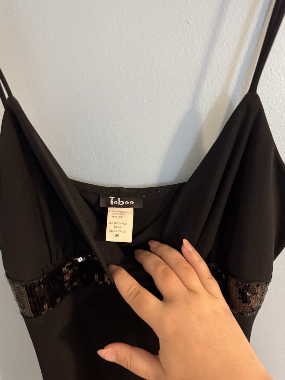 vintage taboo black dress with ruffle layer detail and sequins belt size M