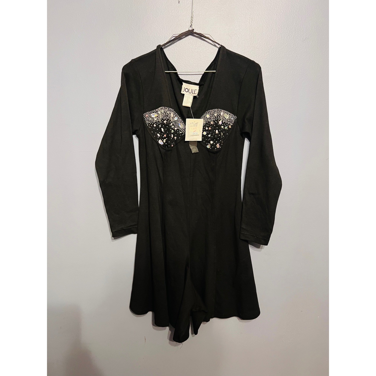 Vintage Women’s Joule Energy Black Romper SZ LG NWT Rhinestone Embellished 80s
