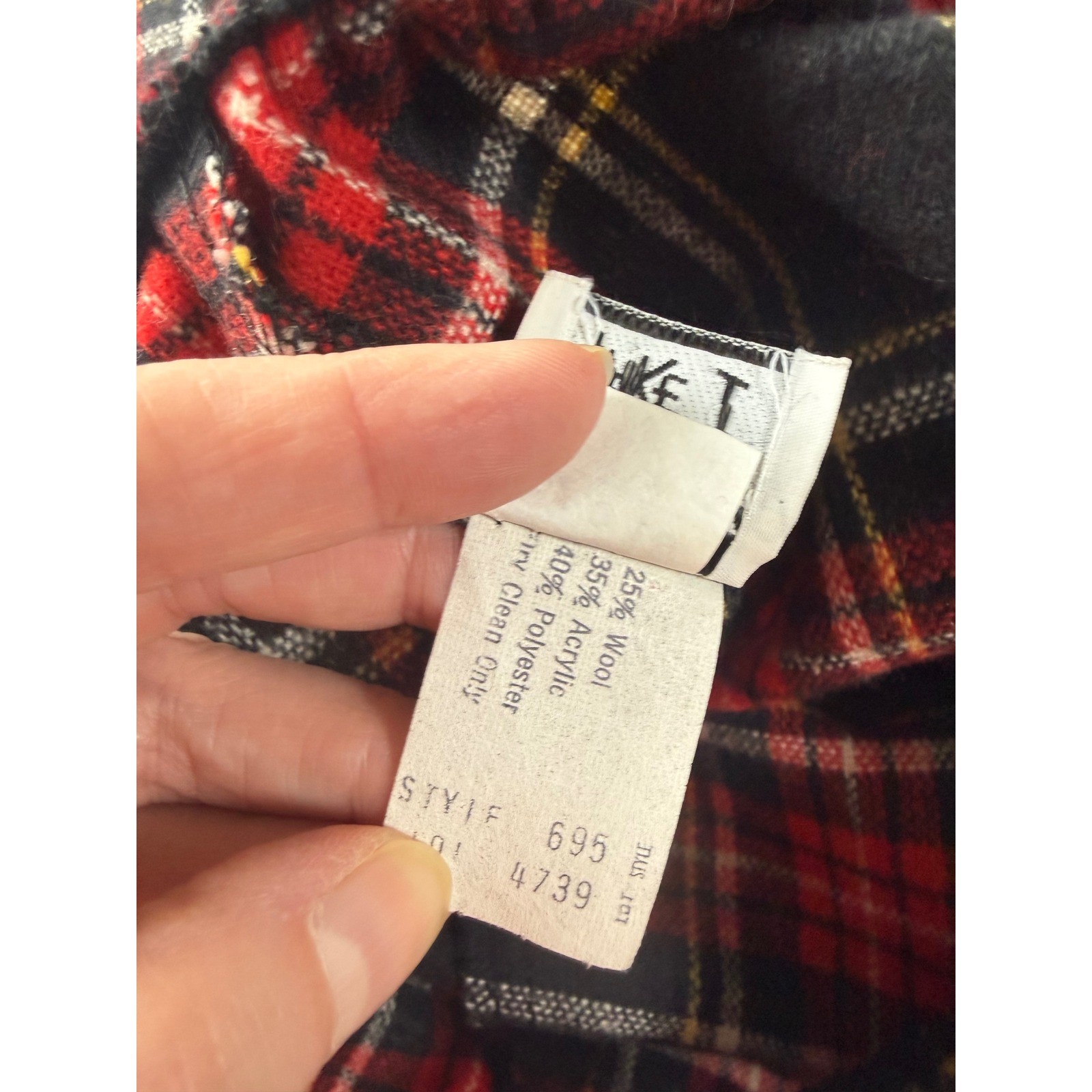 Take 1 Vintage Plaid Skirt Red Black Wool Blend Dark Academia School Girl Preppy
