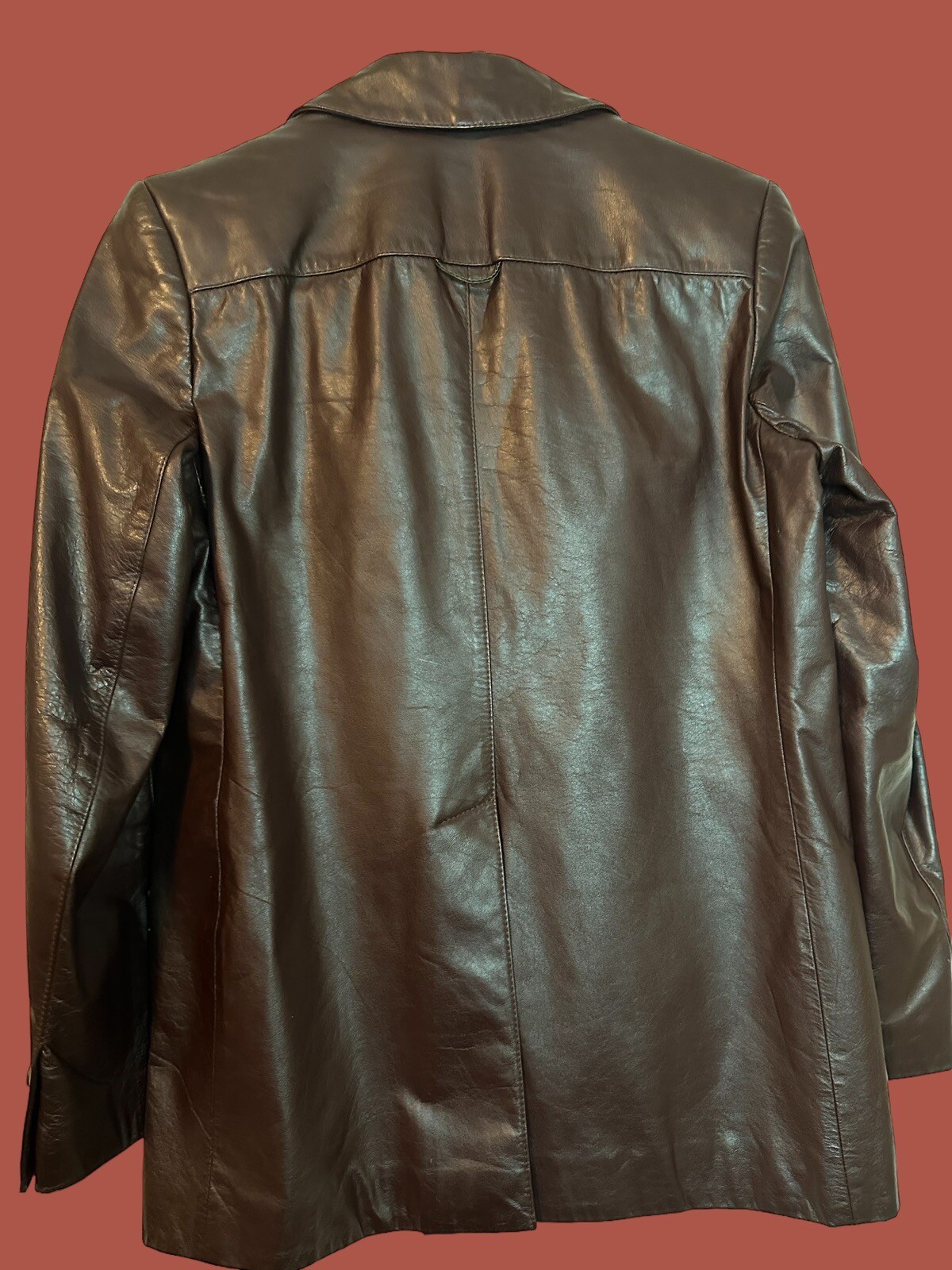 ✨Vintage Etienne Aigner Leather Coat Jacket Size 6, Burgundy Excellent Condition
