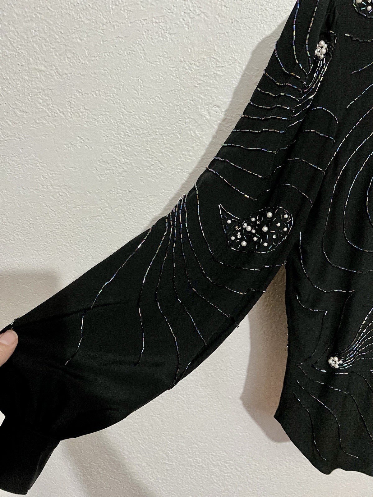 Vtg Argenti M Silk Embellish Sequin Pearls Formal Wedding Party 80s Glamour Med