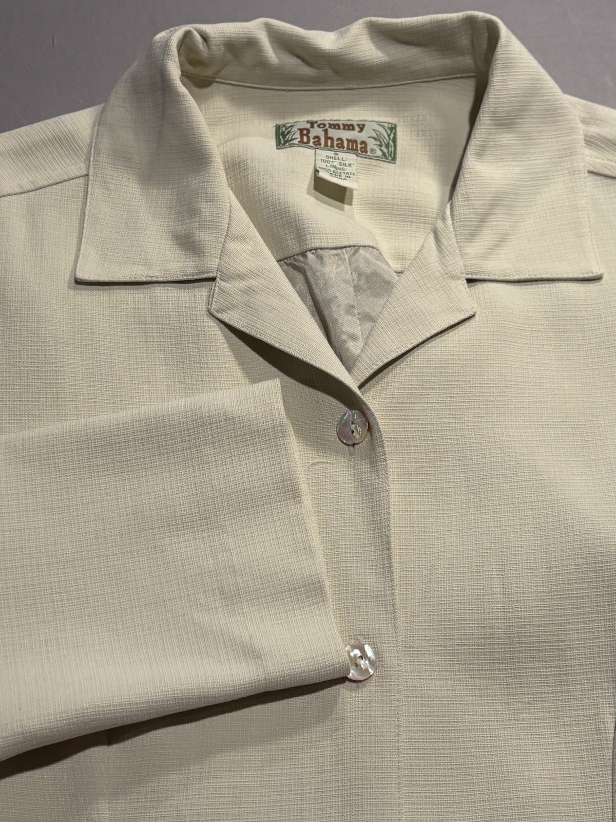 Tommy Bahama Vintage 100% Silk Blazer Jacket Ivory Cream Longline Women’s Sz S