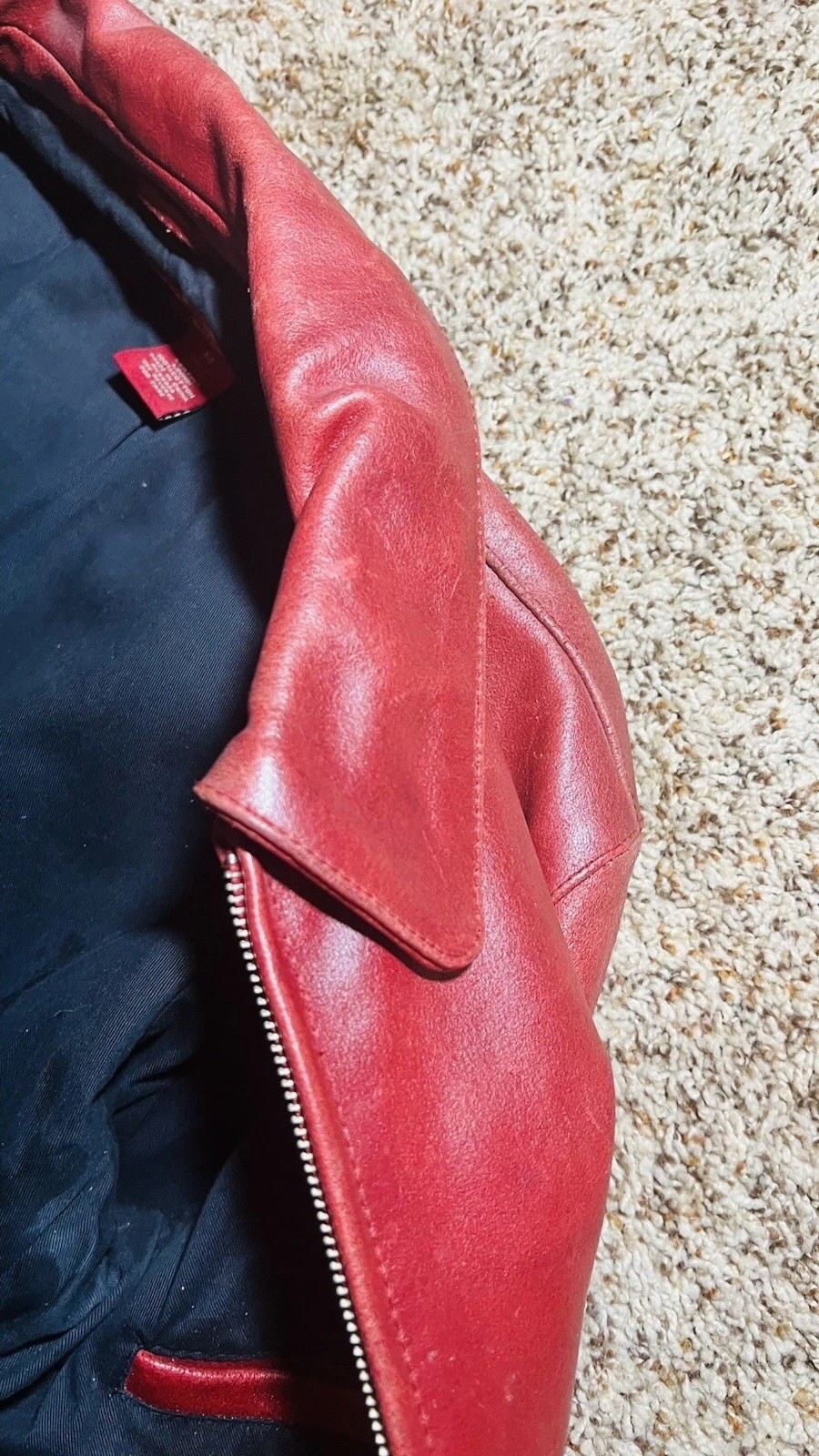 Vintage GAP Red Heavy Genuine Leather Jacket Womens M Special Edition Y2K