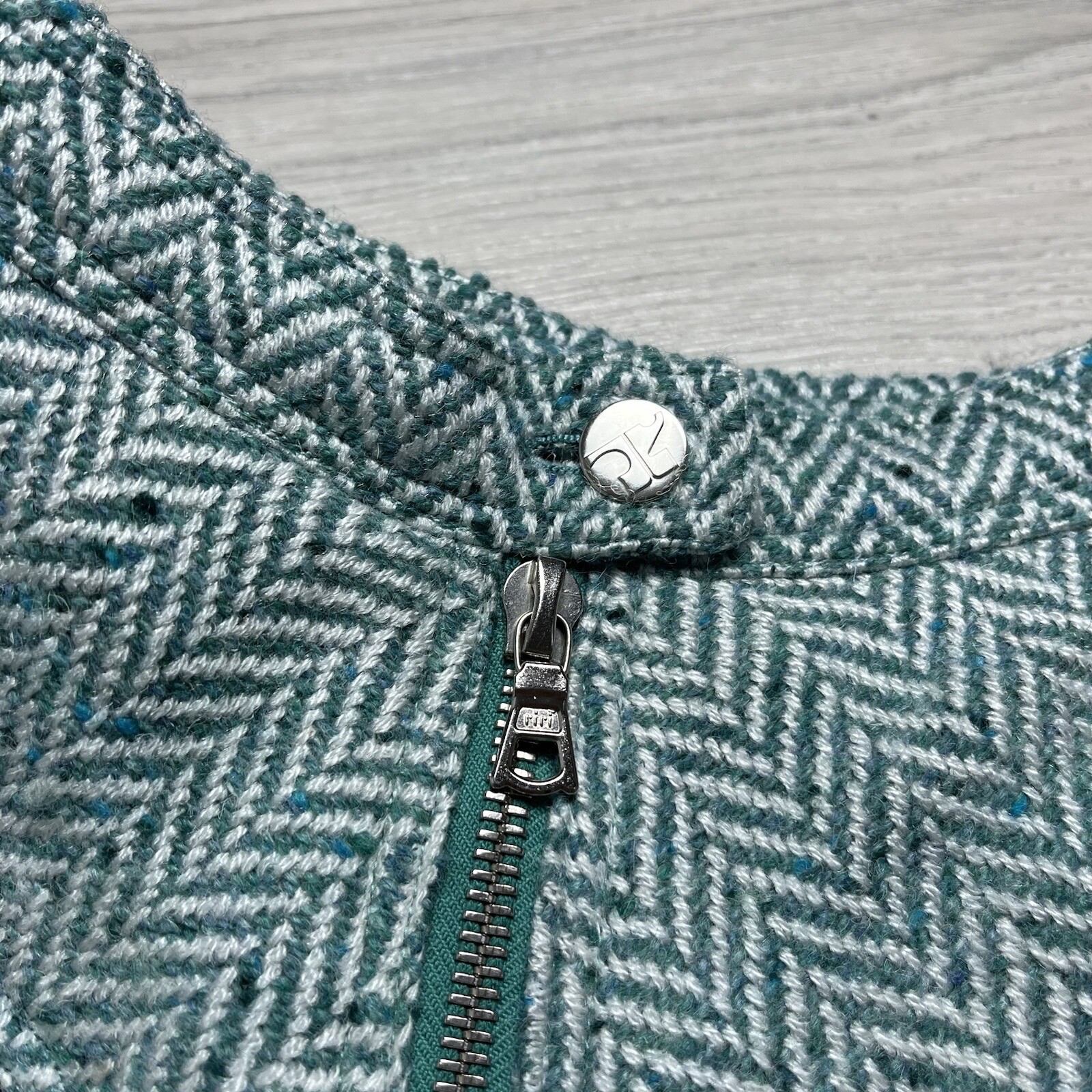 Vintage 1970’s COURREGES Paris Green Wool A Line Skirt