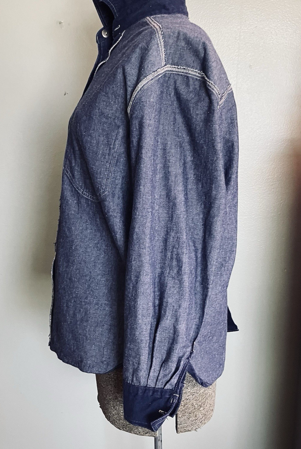 70s 80s Uptick Denim Lace-up Back Shirt Women’s Size Large 100% Cotton New
