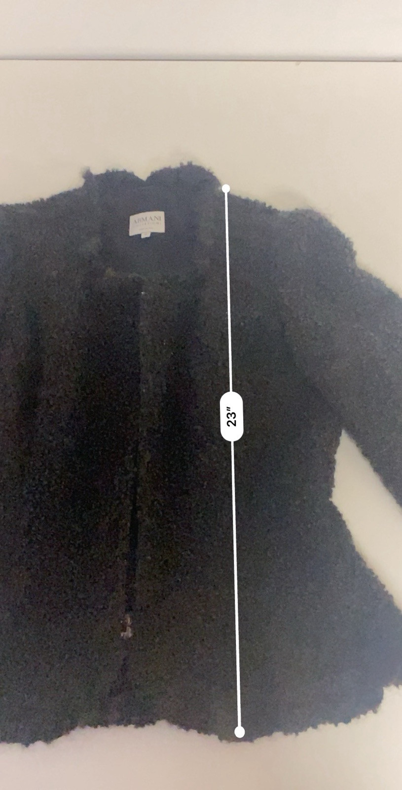Armani Collezioni Jacket Alpaca Wool Blend Zip Textured Black Womens Size 10
