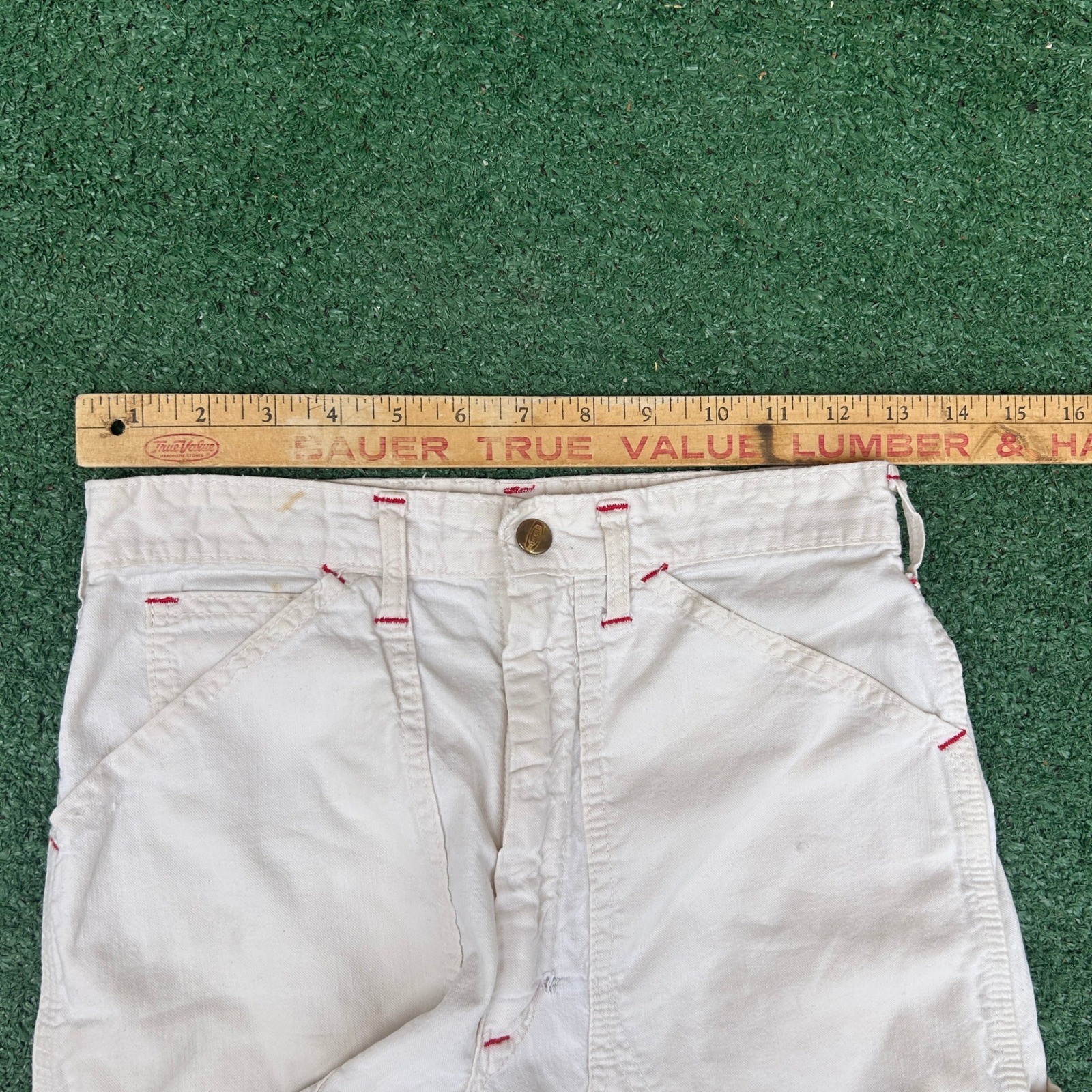 Vintage 60s 70s Carhartt White Double Knee Work Pants Talon 42 Zipper Mens