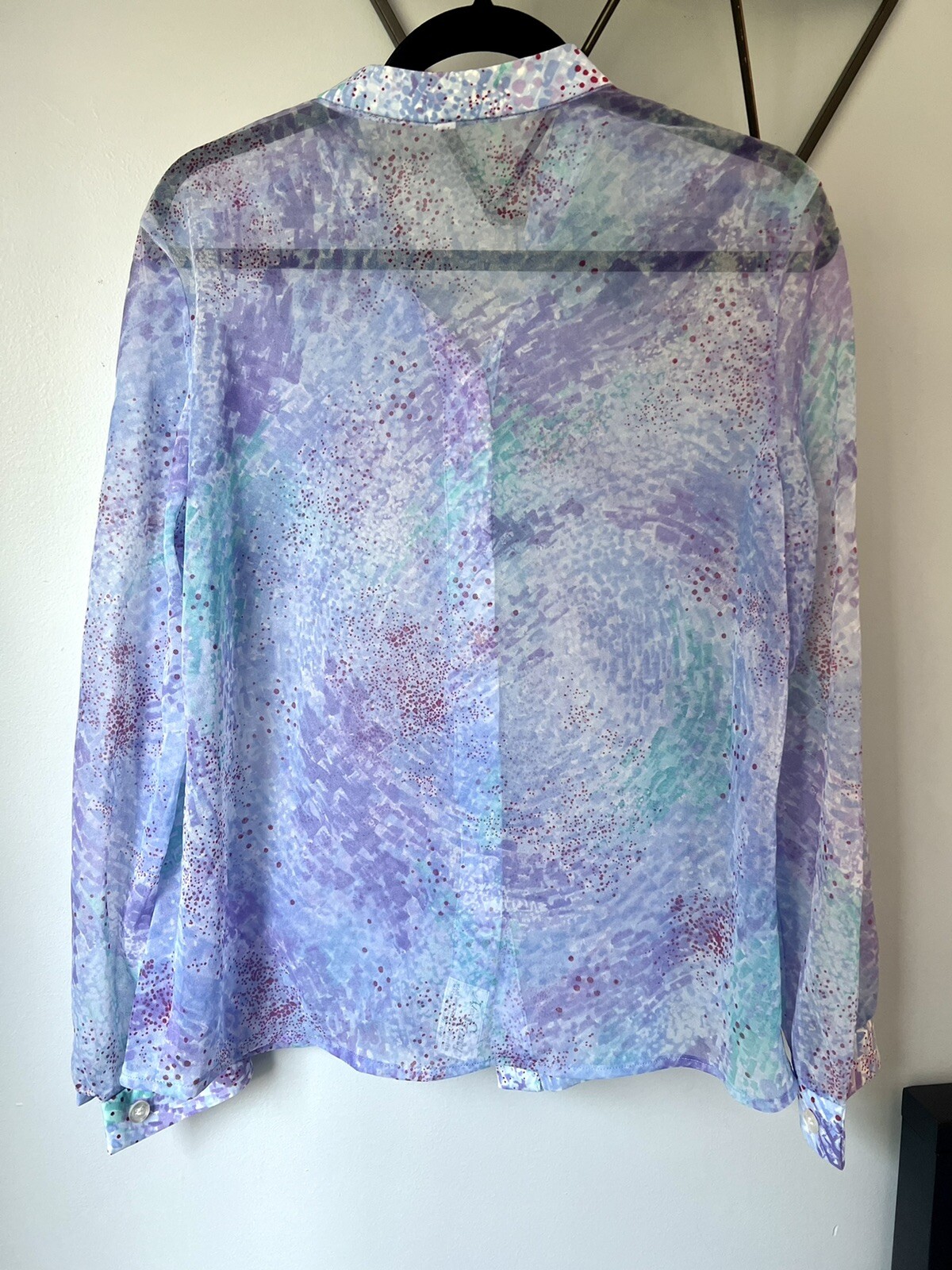 Vintage 70s Alex Garay Sheer Women’s Long Sleeve Blouse Trevira Polyester- Sz 16