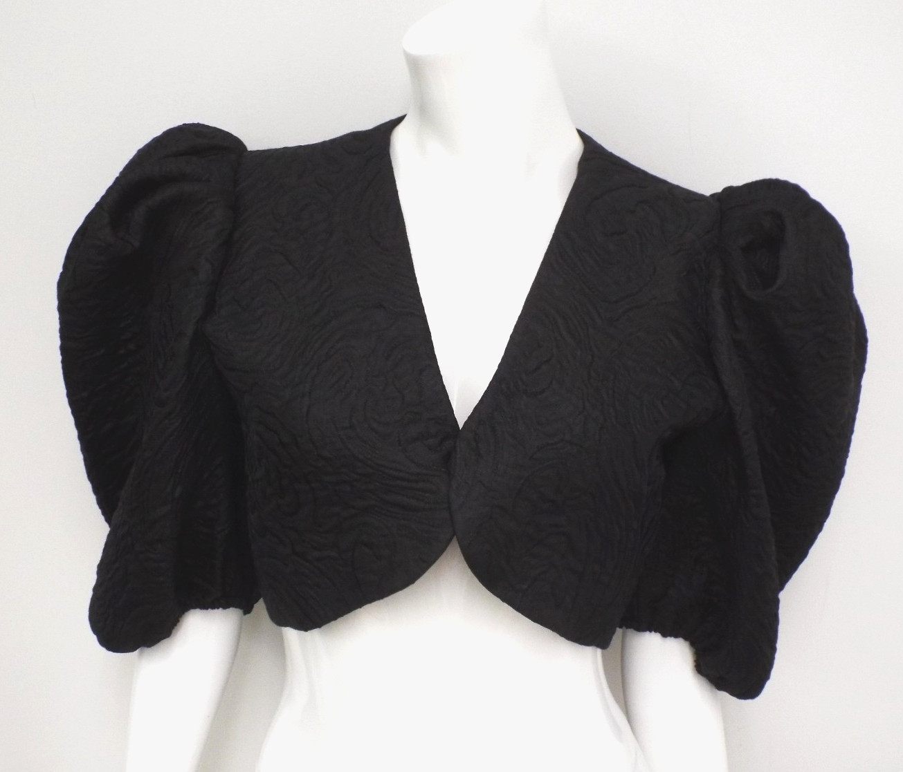 VTG 1980s Yves Saint Laurent Black Puff Sleeve Bolero Jacket 42 YSL Rive Gauche