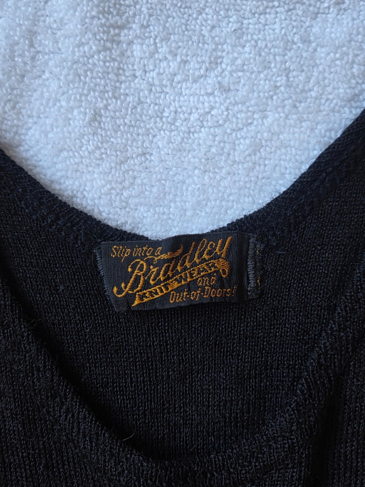 Antique 1920s Wool Bathing Suits Lot of 3, Black & Blue, One Signed Bradley