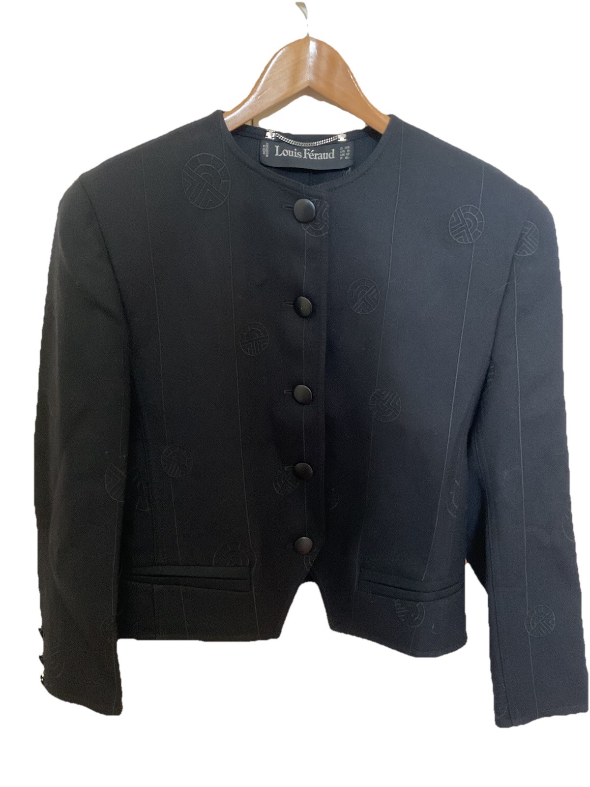Louis Feraud Vintage Wool Women’s Jacket, Size 8 US 12 AU, EMBROIDERED DETAIL