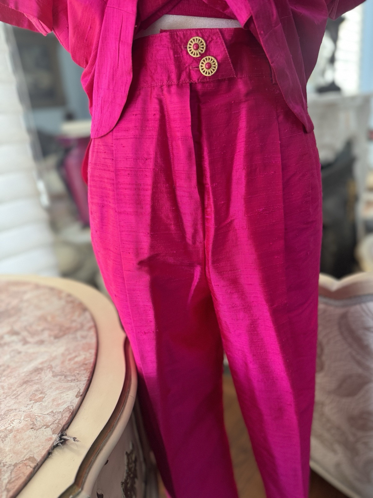 Vintage Mondi blouse and pants set germany/portugal 38 hot pink(ish)