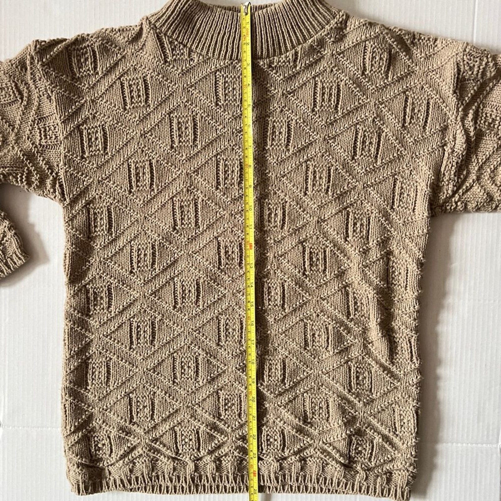 Vintage Aran Sweater Cotton Small / Medium Beige