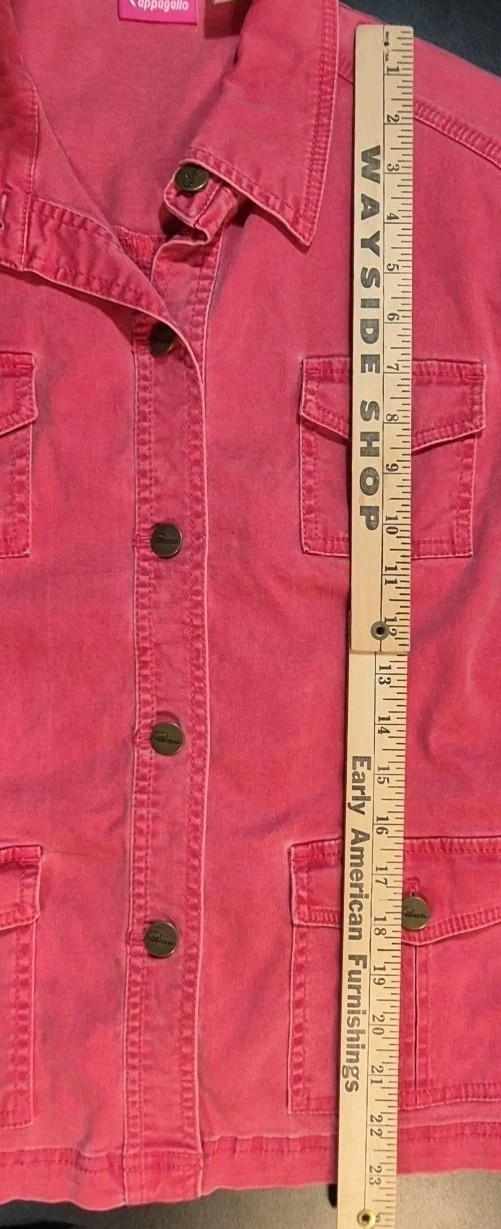 90’s 2pc Cappagallo Red Denim Jacket sz Lrg & Pants sz Med Women’s Pkts VTG