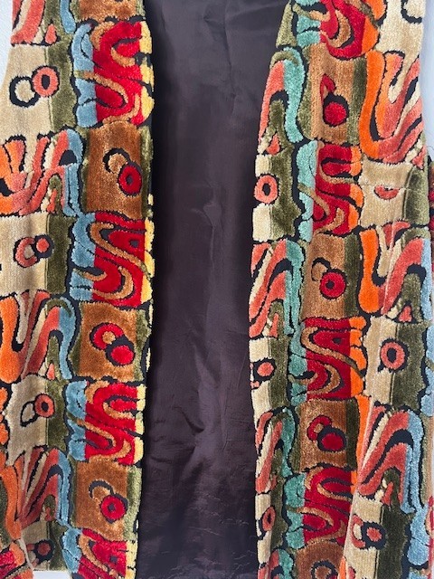 Vintage 60s A. Kallins Tapestry Vest Carpet Chenille Velvet Boho Hippie Large