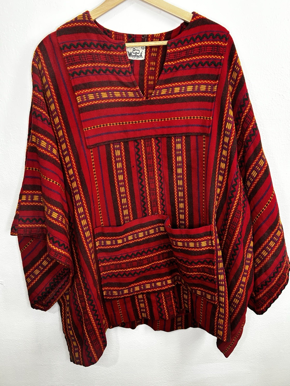 Vintage Rare 70s Wool rich Aztec Boho Ponchos Virgin Wool 30×29