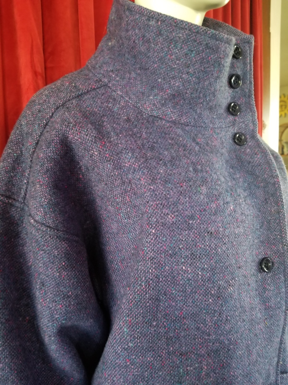 1960’s HOURIHAN Donegal Tweed Pure Wool Womens Vintage Coat Purple Ireland 14