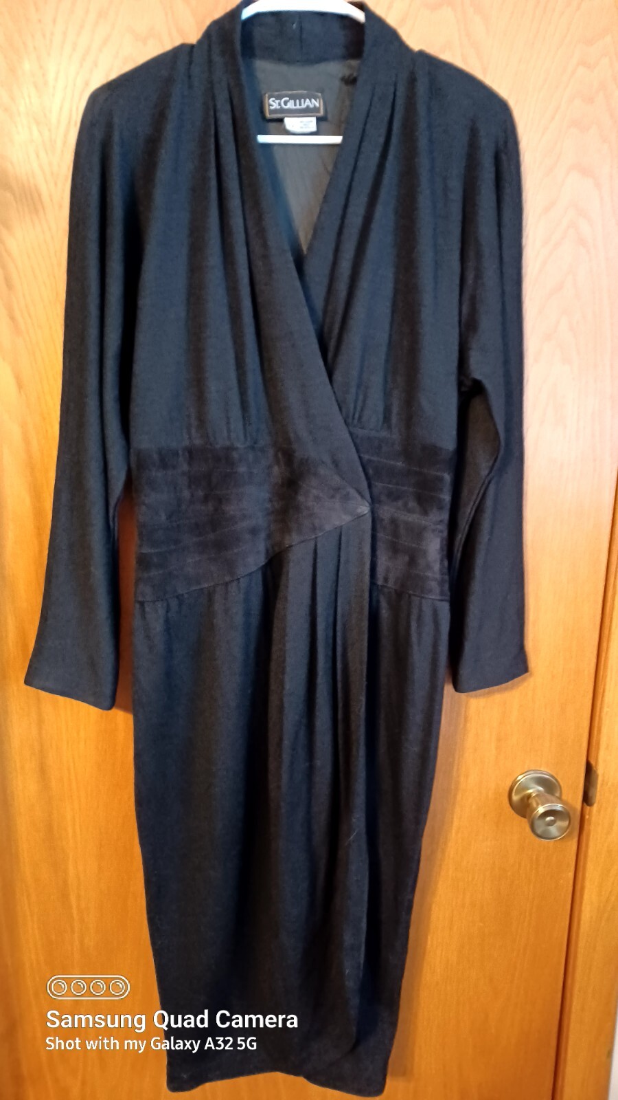 Vintage 80s St. Gillian Wool Suede True Wrap Dress 10/12 Black