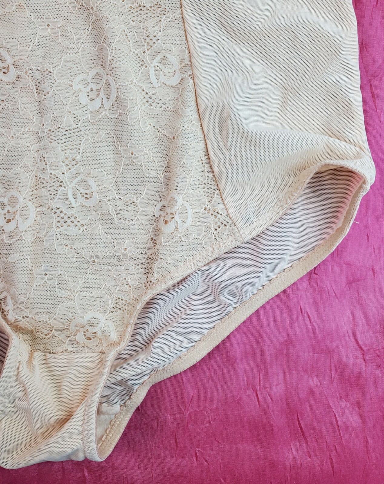 Vtg Panty Girdle Sz 16 Lace Mesh Sculpting Granny Cincher Brief Sissy Pin-up