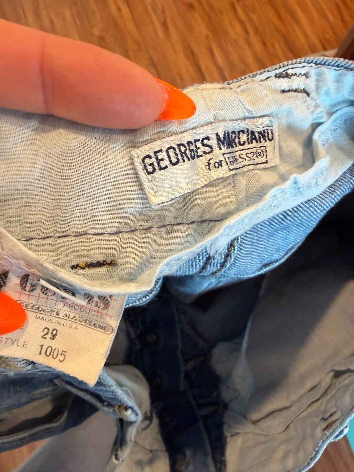 👖 Vtg 80s Made in USA Buttonfly High Waist Light Wash Guess Jeans Logo 28/29
