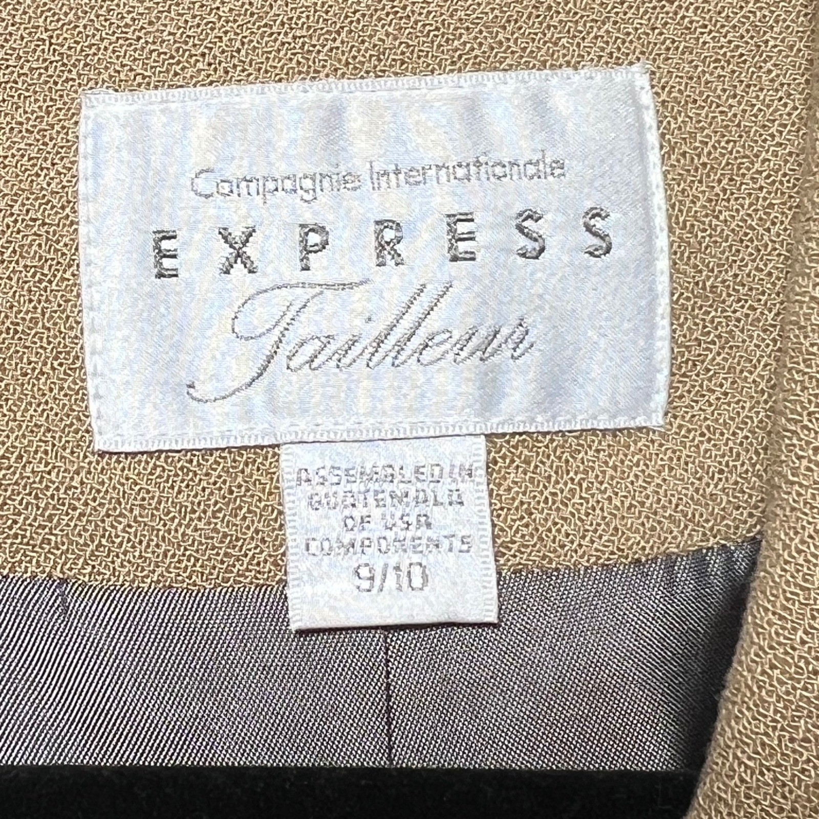 Vintage 90s 3 Piece Suit Set 9/10 Camel Tan Wool Blend Blazer Pant Skirt Lined