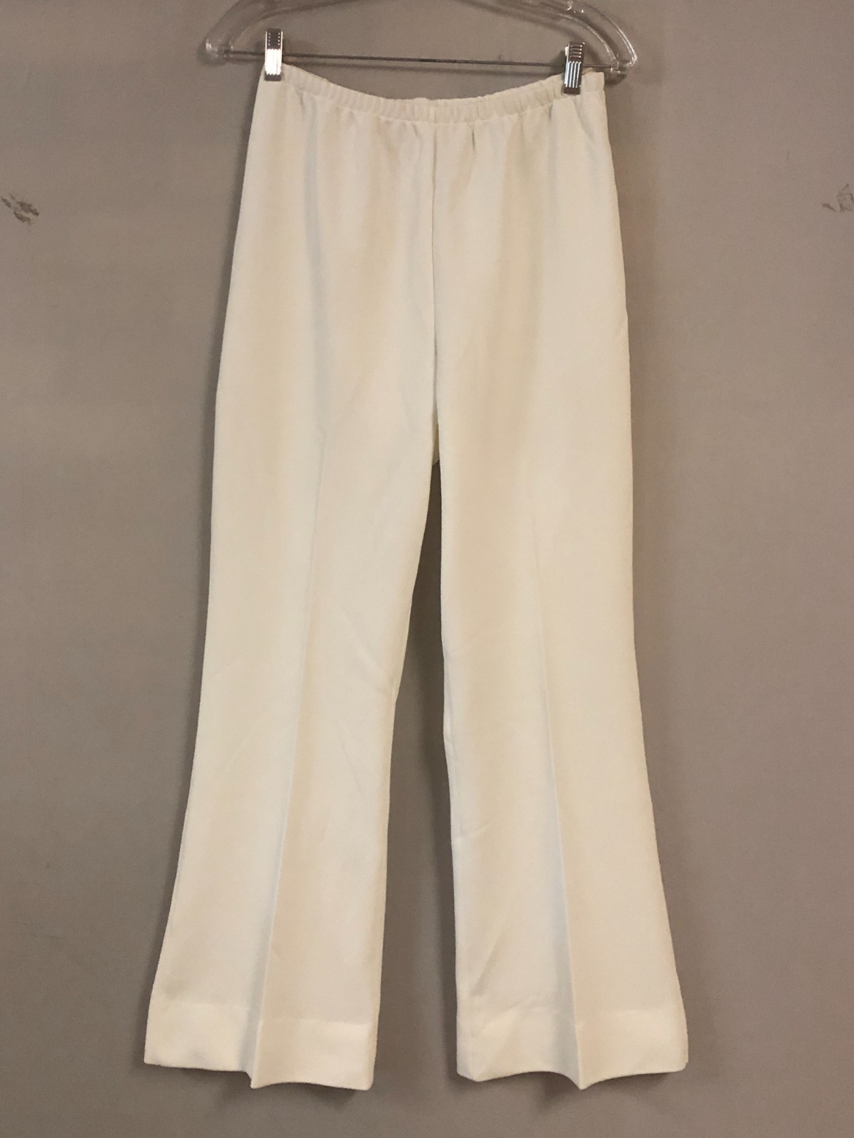VTG 70s Le Voy’s White Textured Polyester Flare Bell Bottom Pants Sz 10
