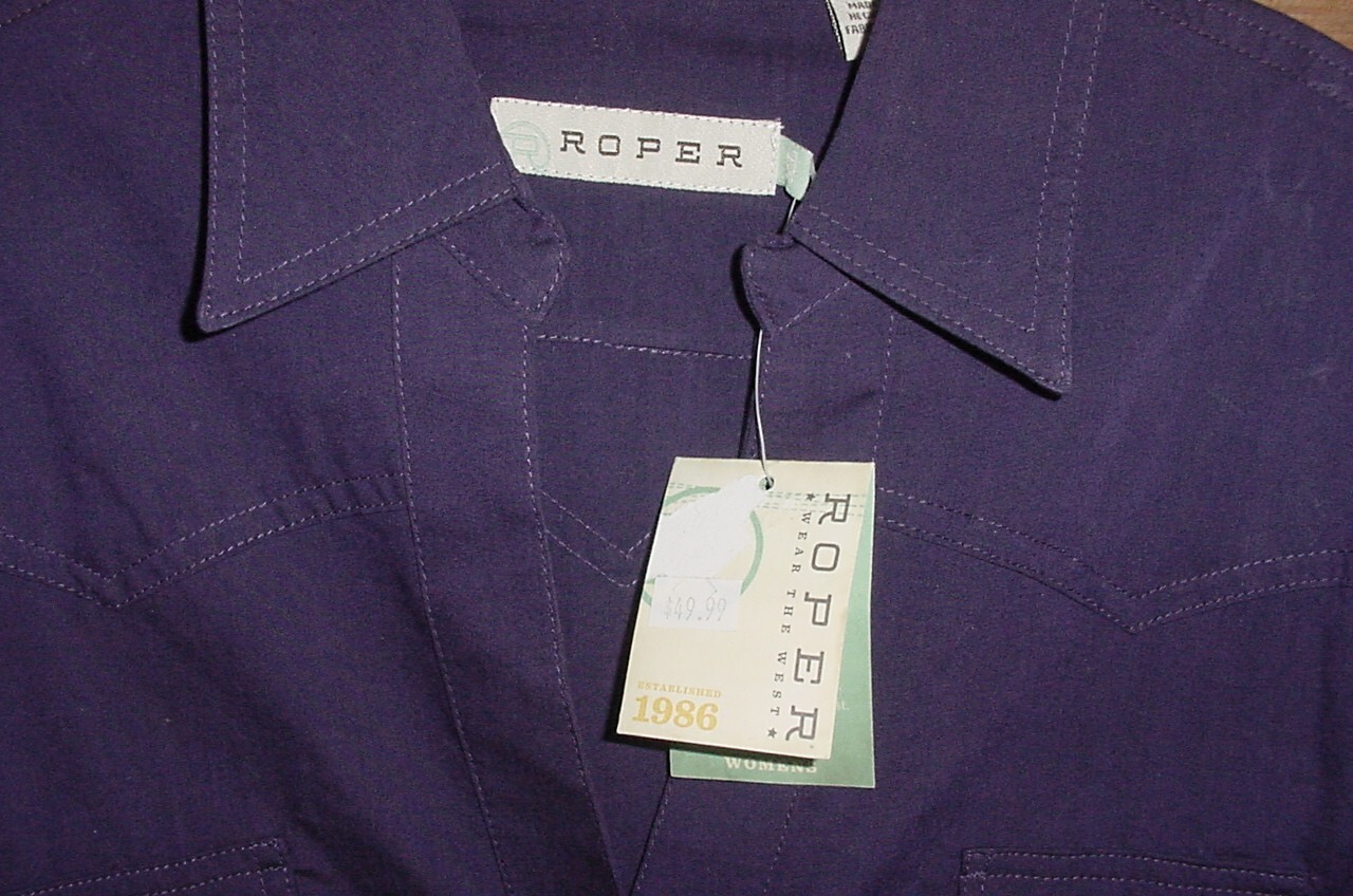 Roper Wear The West Purple Pearl Snap Western Rodeo XL Shirt Never Worn tag