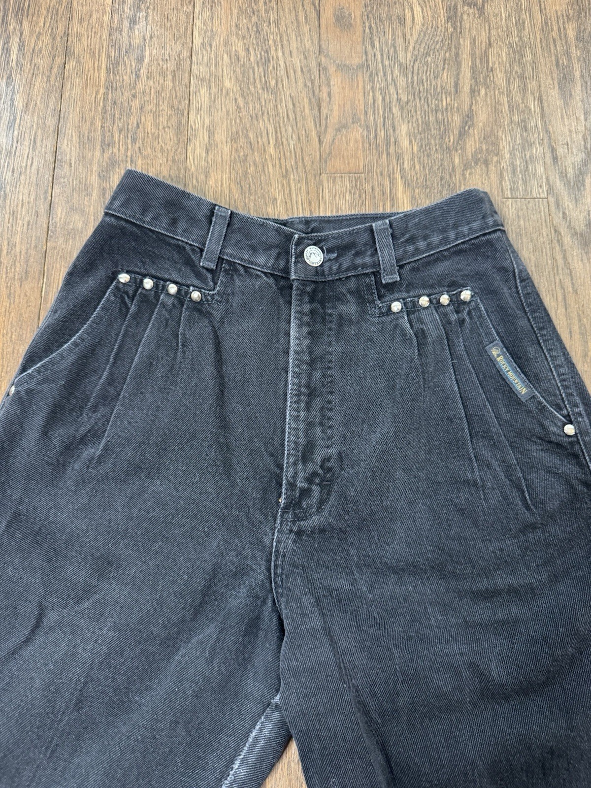 Vintage Rocky Mountain Clothing Black Western Jeans Studded High Waist Sz 29/9