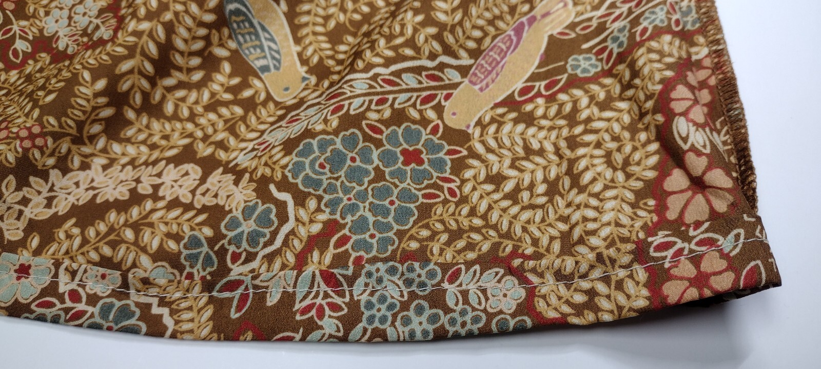 70s Boho Short Skirt Birds Paisley Brown Bronze Schrader Sport NY Medium