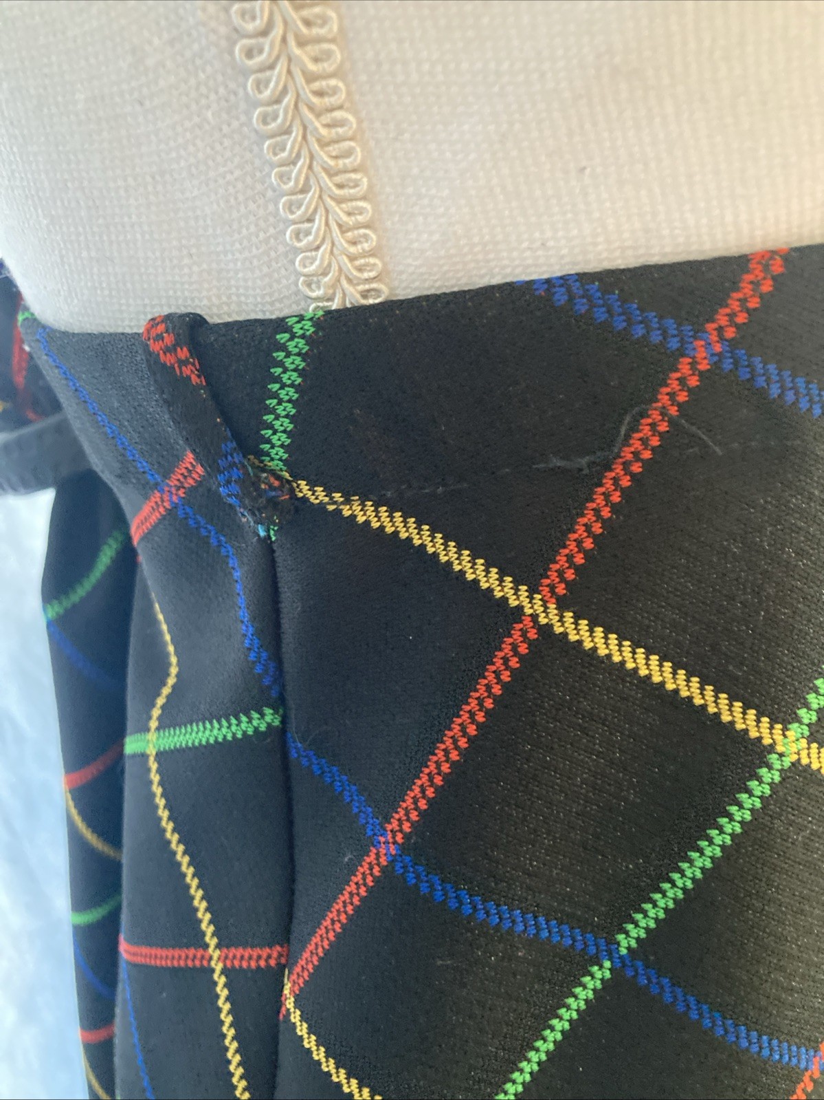 Vtg 70s rrrruss Russ Togs Rainbow Windowpane Plaid Maxi Skirt Black EUC 7020