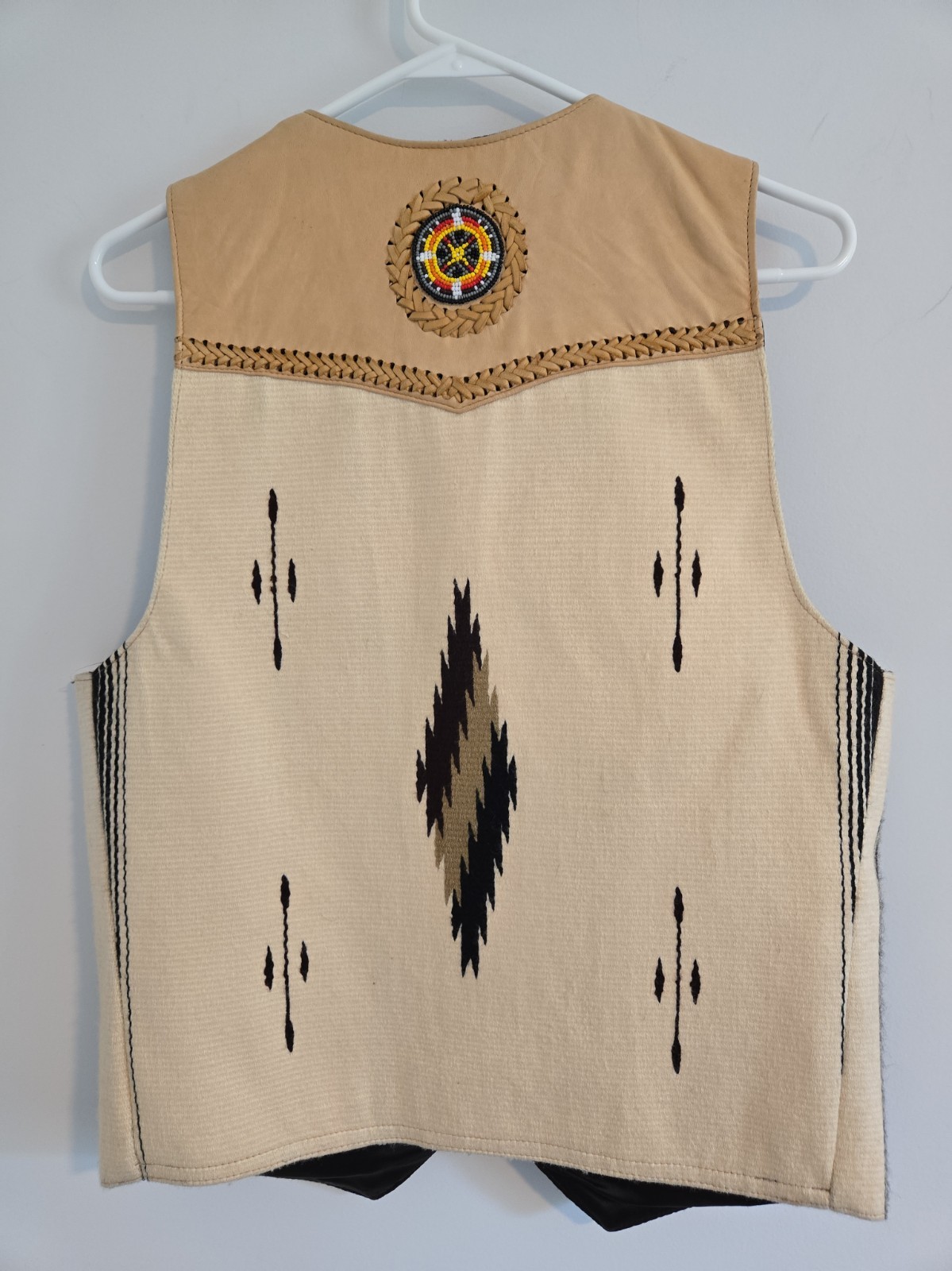 Vintage Taos By David Jacob Southwestern Vest Beaded Leather 80’s Medium