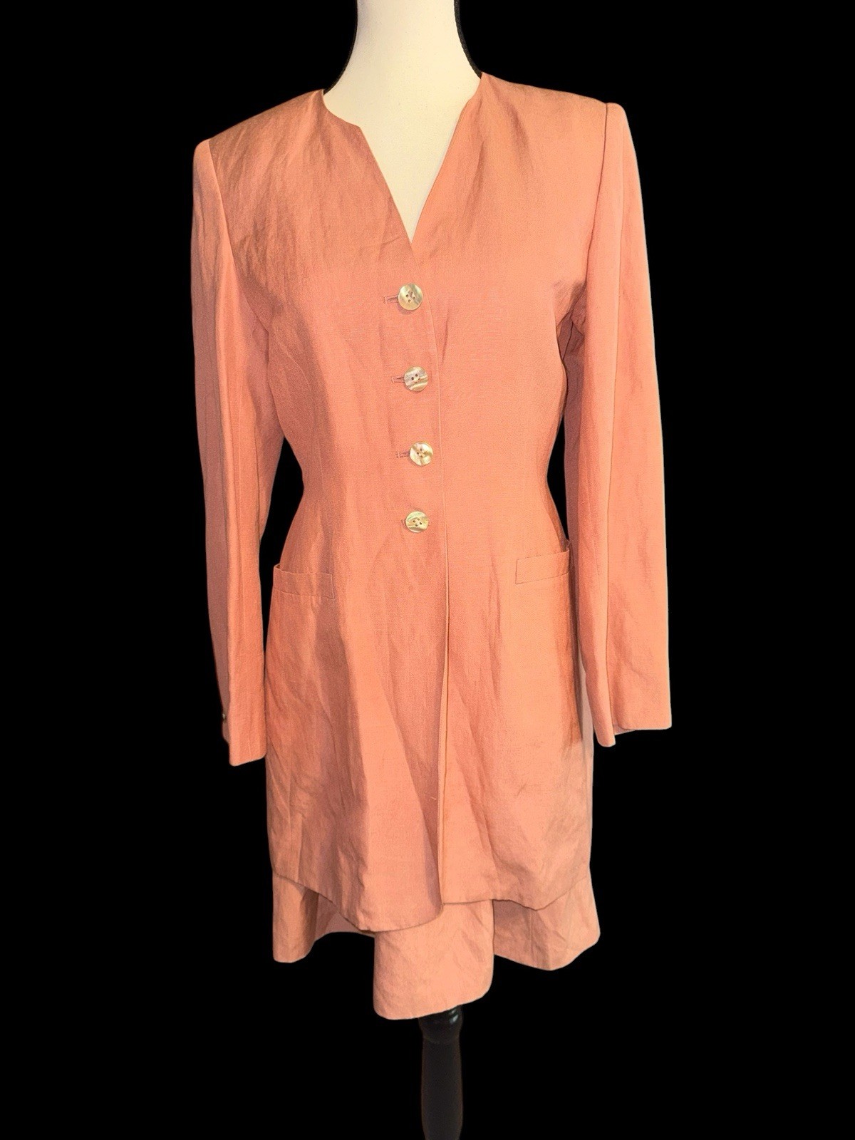 1990’s Laura Ashley Dress Jacket Suit Silk Linen Blend Rose Pink Sz 6