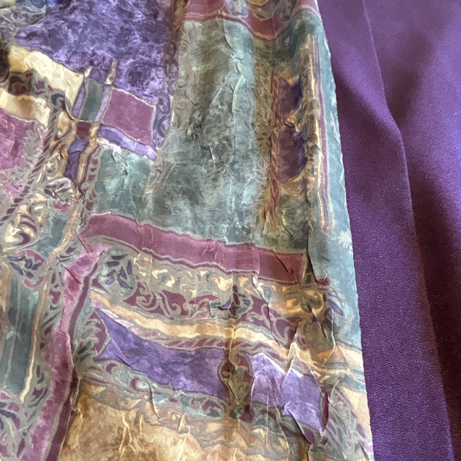 NWT Vintage 90s R&M Richards Karen Kwong Plum Velvet Patchwork Jacket Set 14