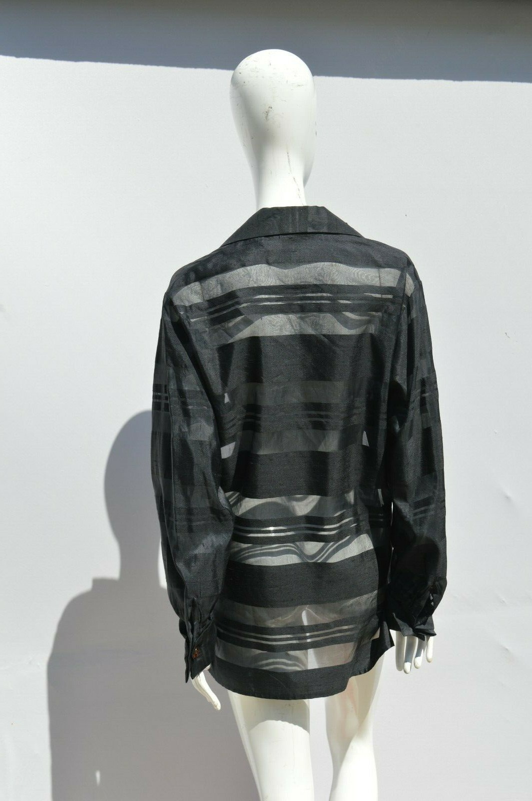 ANNA SUI Barneys NYC silk striped sheer sexy blouse top oversize size M used