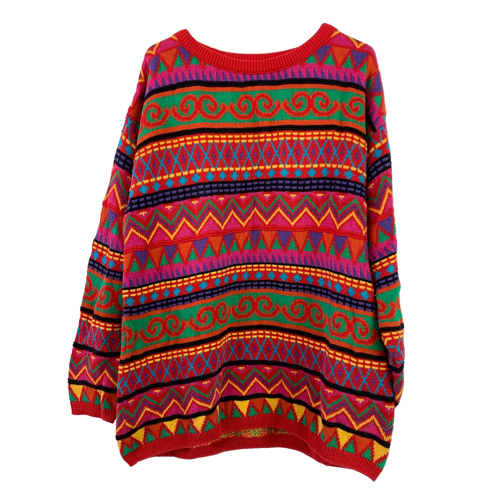 Vintage Clifford Mills Geometric Wild Funky Sweater Womens L XL