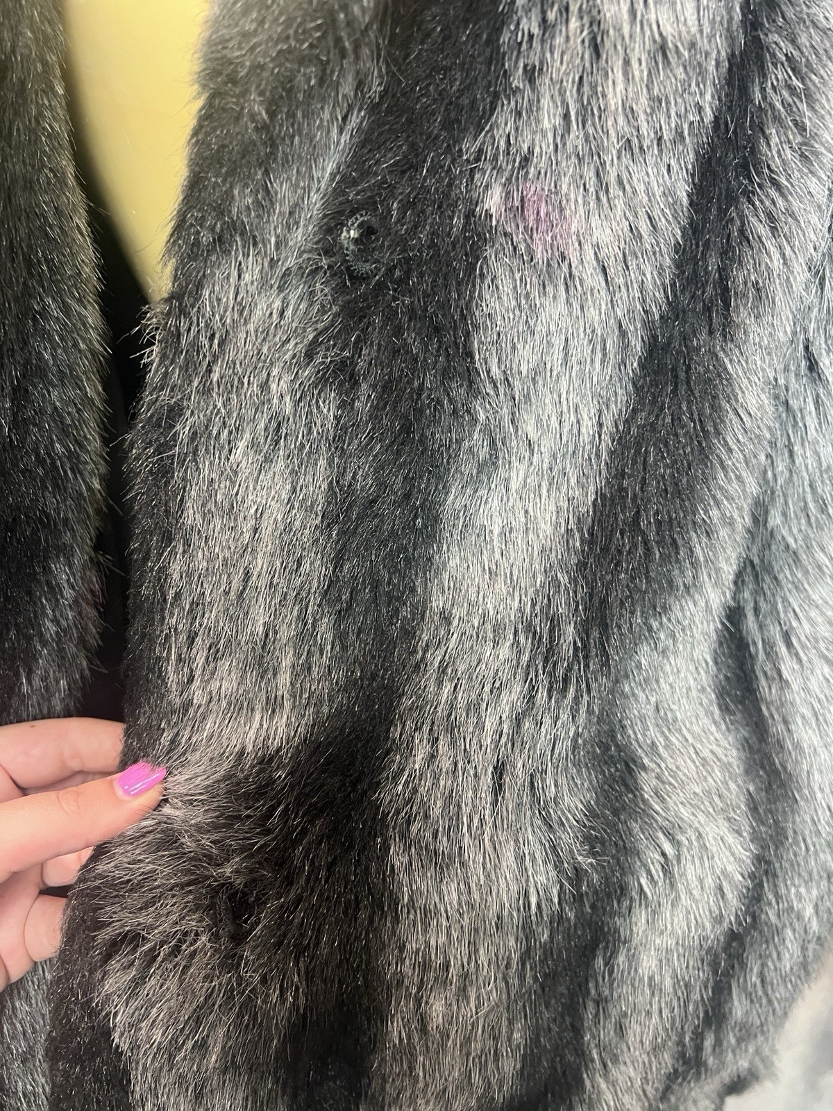 Faux Raccoon Fur Coat Vintage Gray Black Striped Shaggy Winter Jacket – Size?