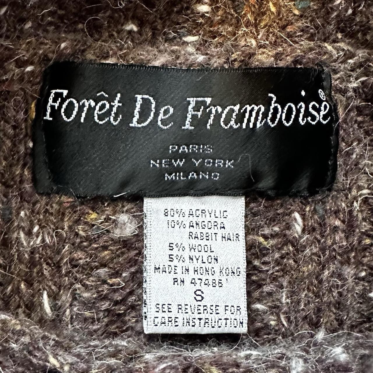 Vintage 80s Forest De Framboise Turtleneck Knit Sweater Womens S Acrylic Angora