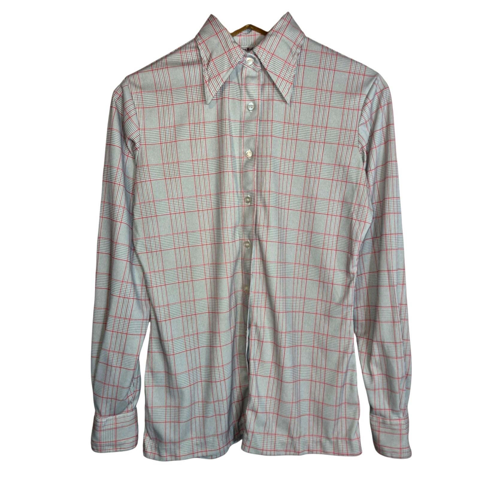 Vintage 1970s Elles Belles Knits Women’s Full Button Point Collar Dress Shirt M