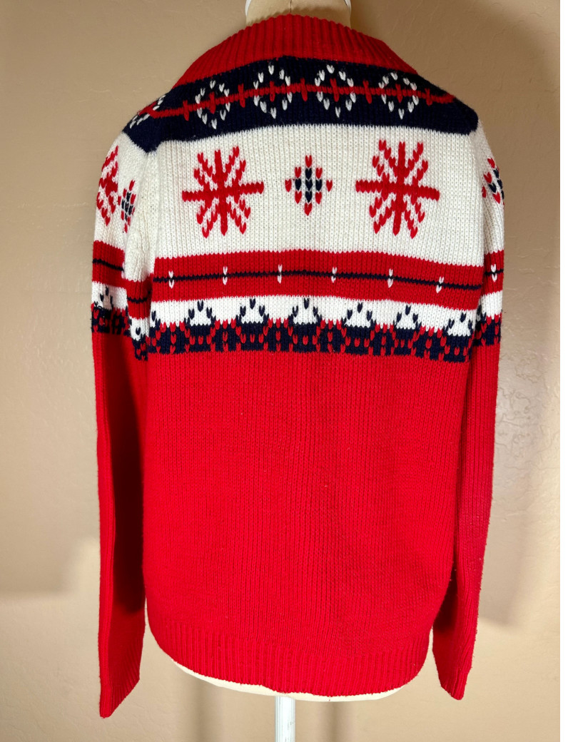 Vintage 90s Scandia Woods Cardigan Sweater Zip Front Deer Design Knit