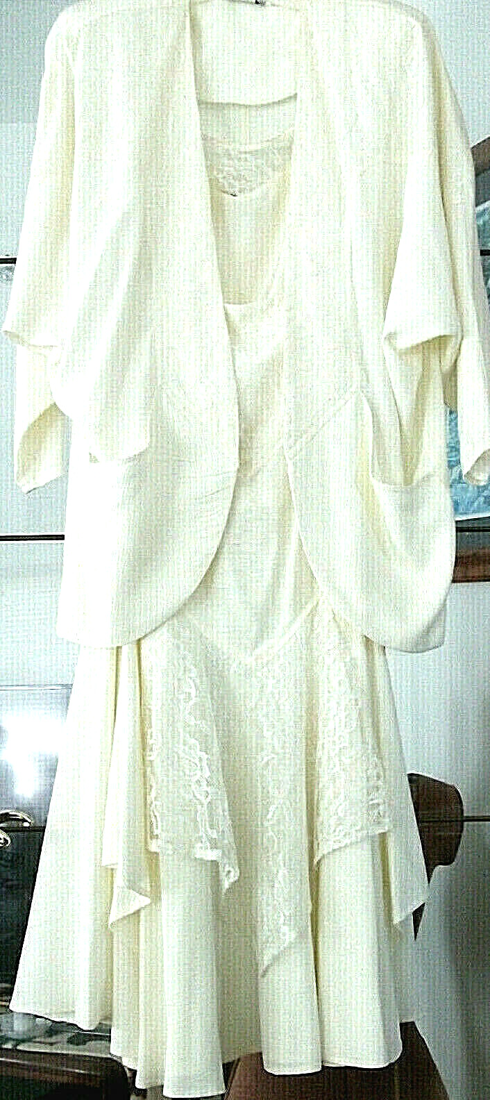 Vintage JON WESLEY 3 Piece DRESSY Ivory LACE Skirt, Top & Padded Jacket/Size 6