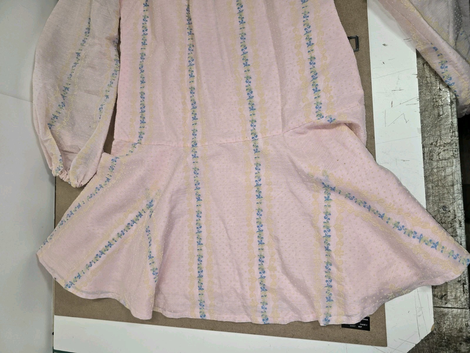Vintage handmade Pink cotton blue accented Dress