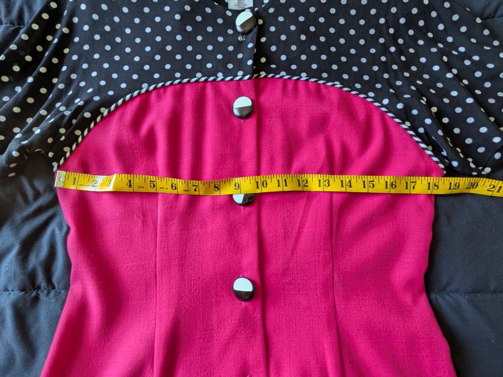 80s Vintage Nancy G Pink Polka Dot Dress Button Front