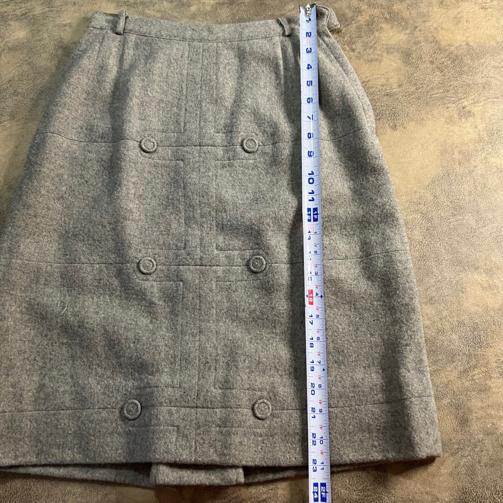 Sid Harris Wool Camel Hair Skirt Womens 26″ Waist Grey True Vintage Midi