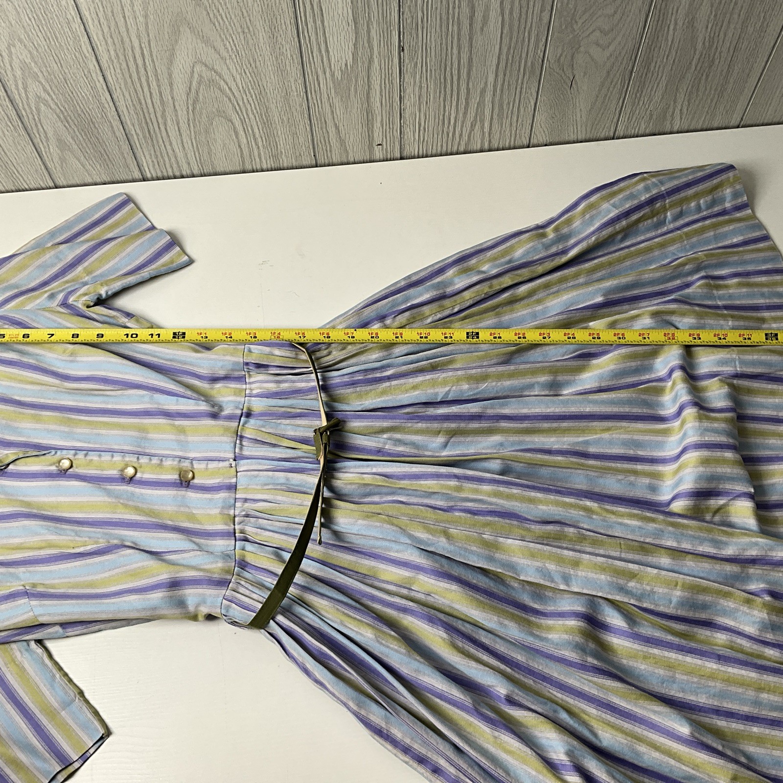 1950s Pat Perkins Vintage Sun Dress 100% Cotton Striped Button Up Belted XS/S