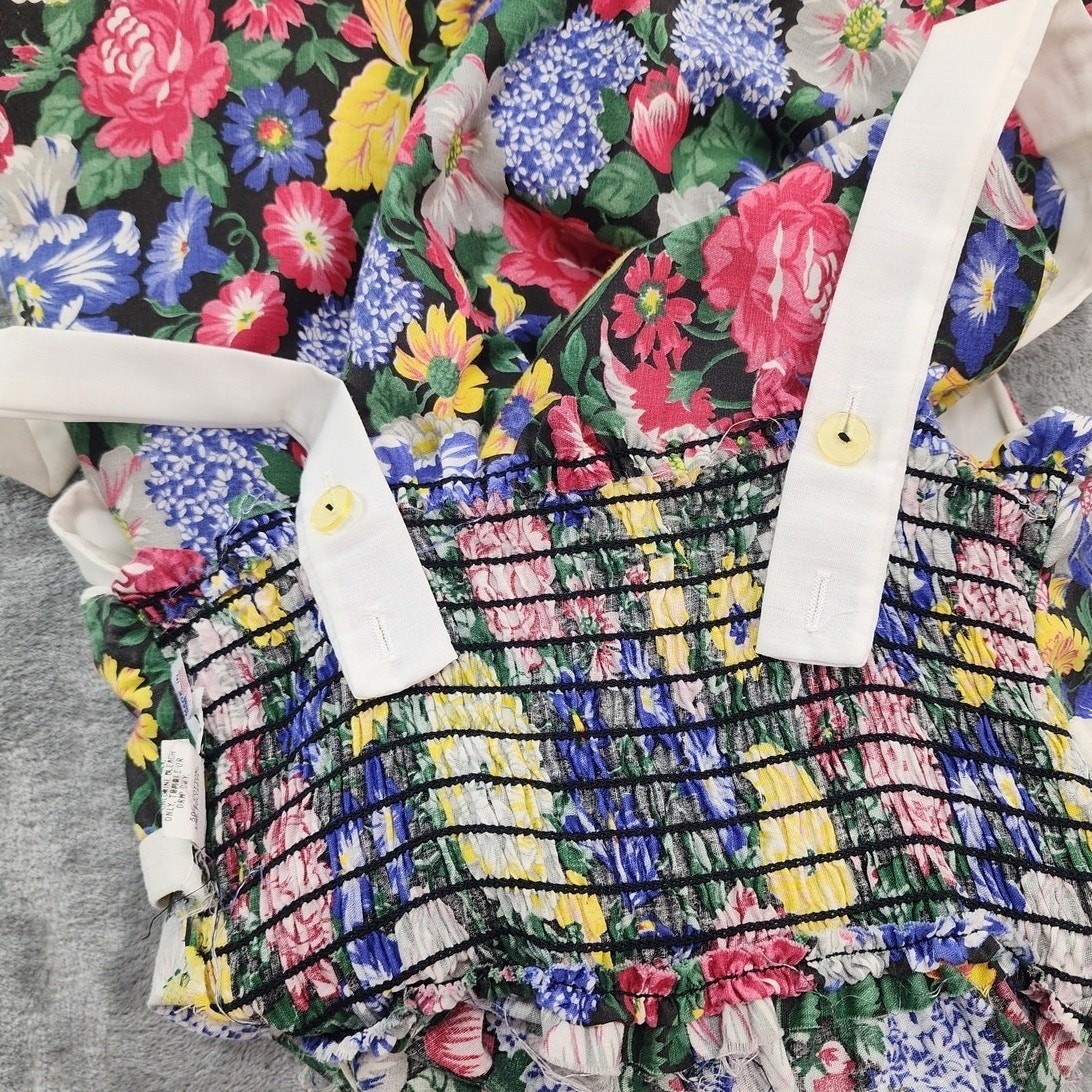 Vintage 70s DASH-ABOUT Dress Set Womens XS Multicolor Floral Sundress Jacket