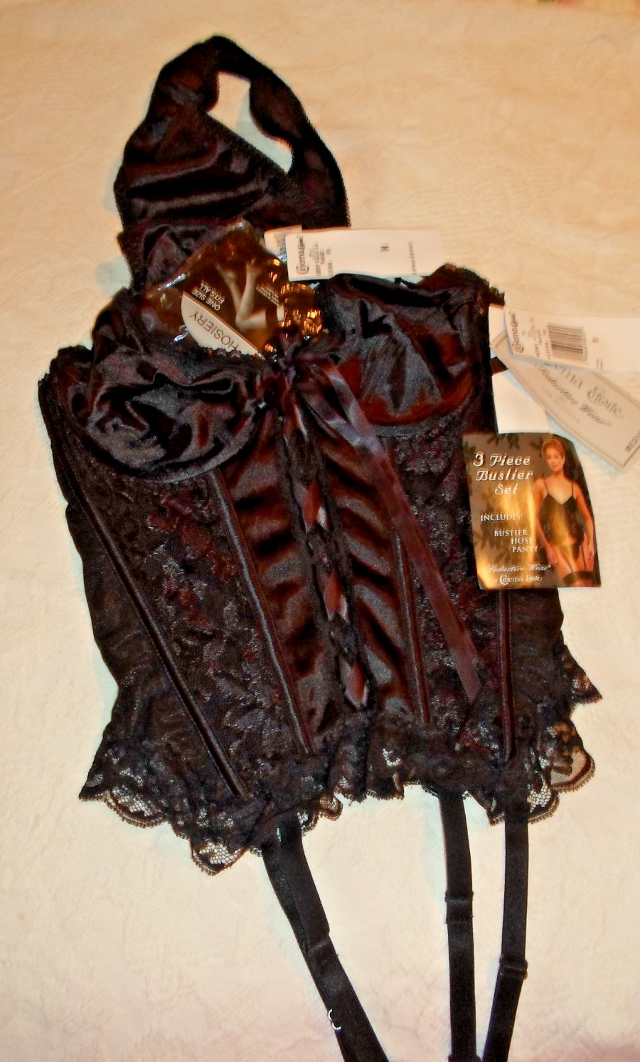 Vintage Seductive Wear By Cinema Etoile Satin & Lace Lingerie Size Med.-NWT