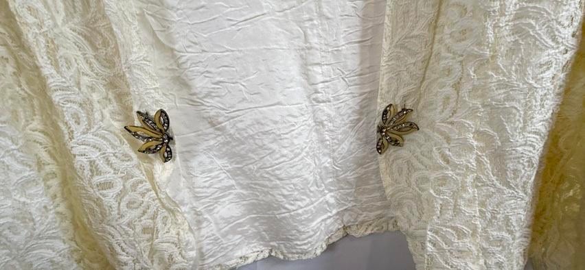 Vintage Night Studio New York 3 Pc Set Womens 22 Ivory Lace Skirt Suit Embellish