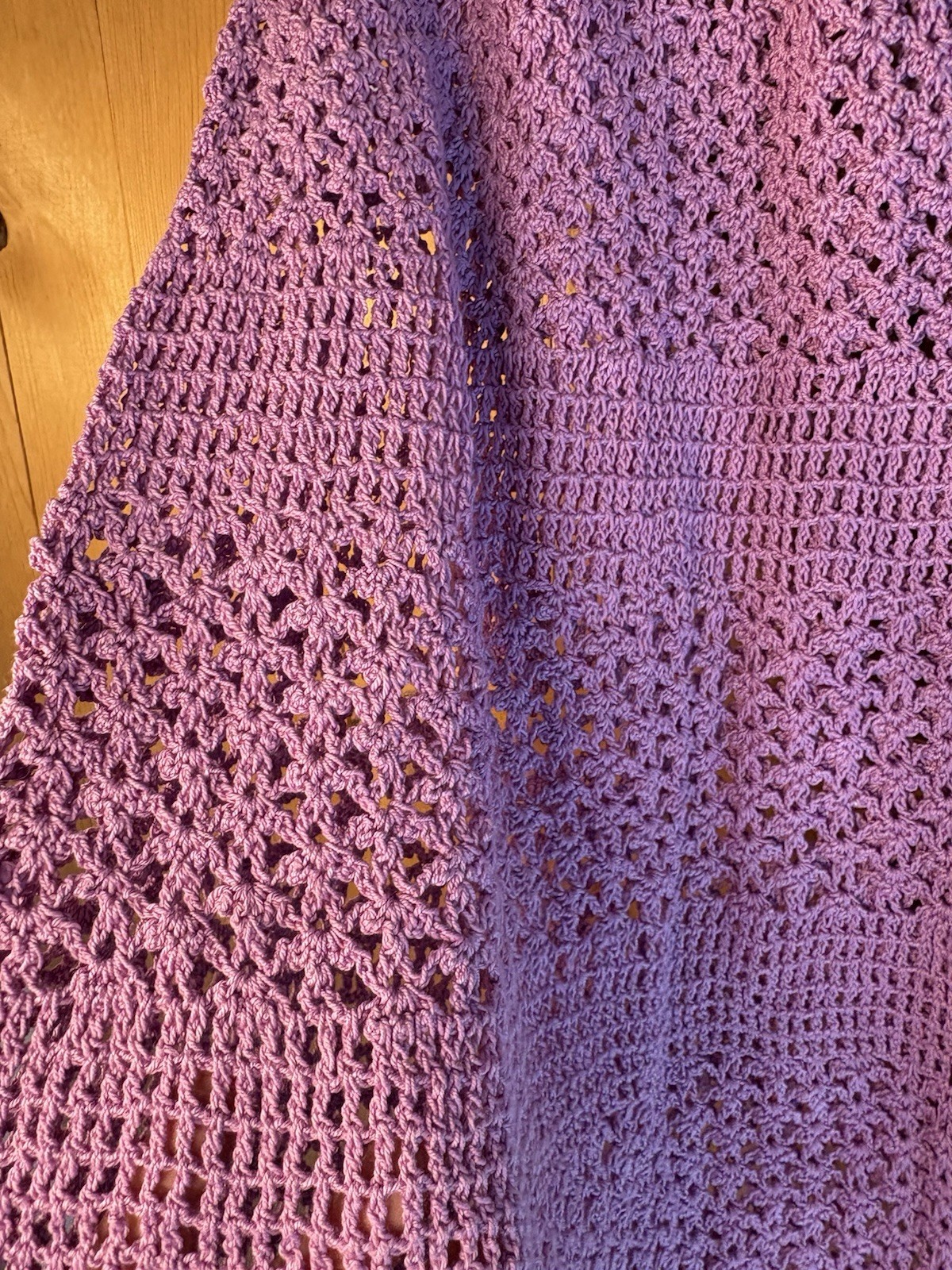 VTG Lavender Crochet Knee Length Skirt Women’s Sz S/M WAIST 24-32” Boho Hippy