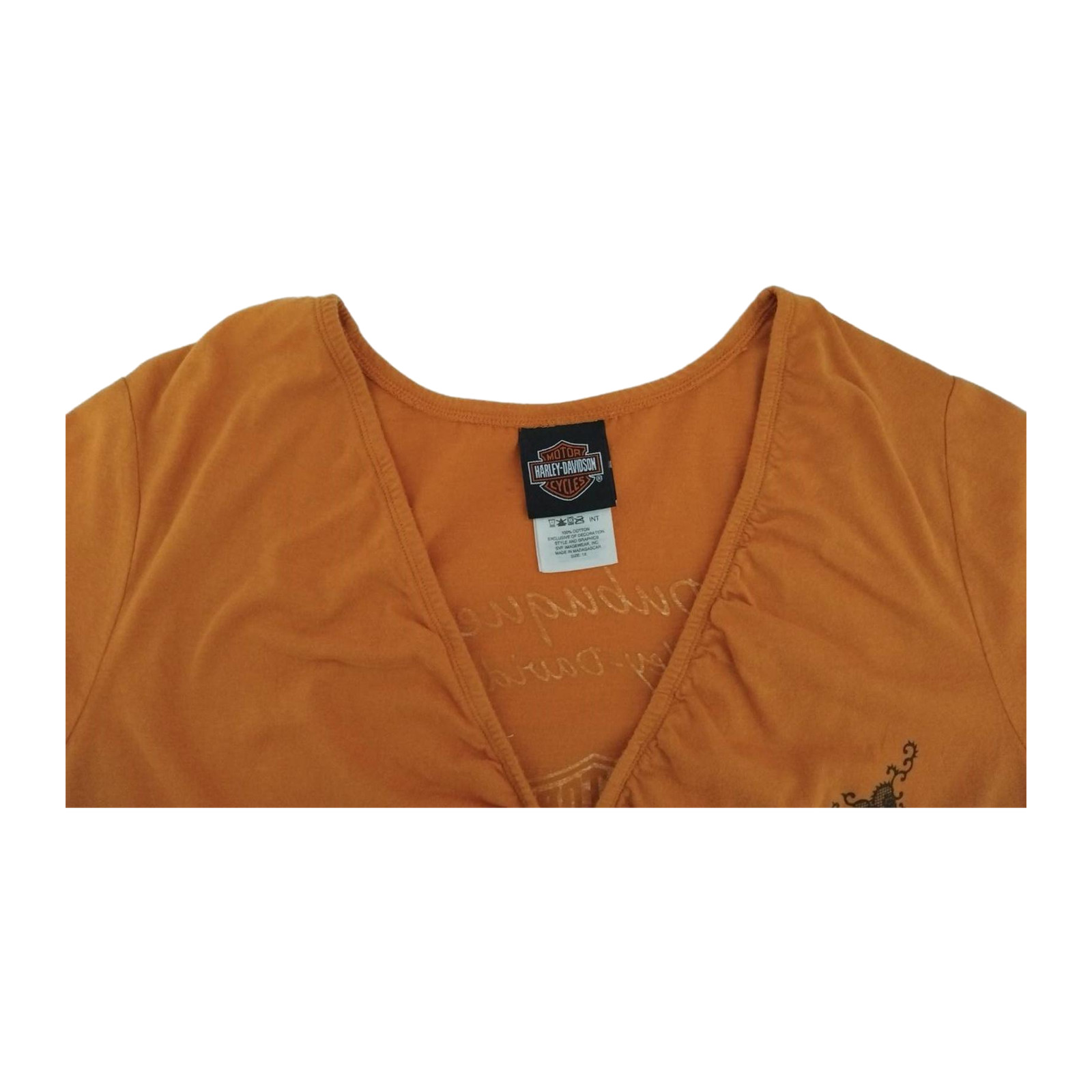 Harley Davidson Women’s Deep V Neck Blouse Orange XL